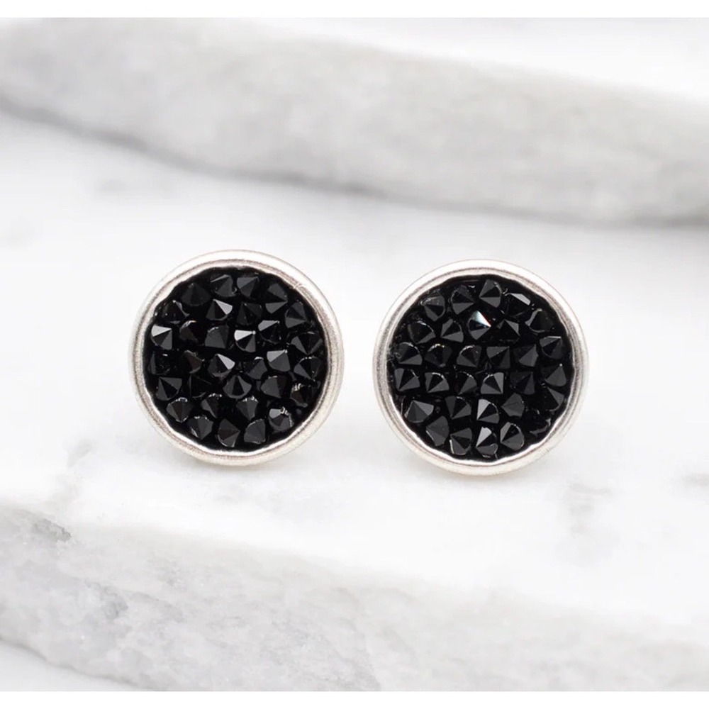 NEW Black Crystal Druzy Earrings | Gold‎ Filled